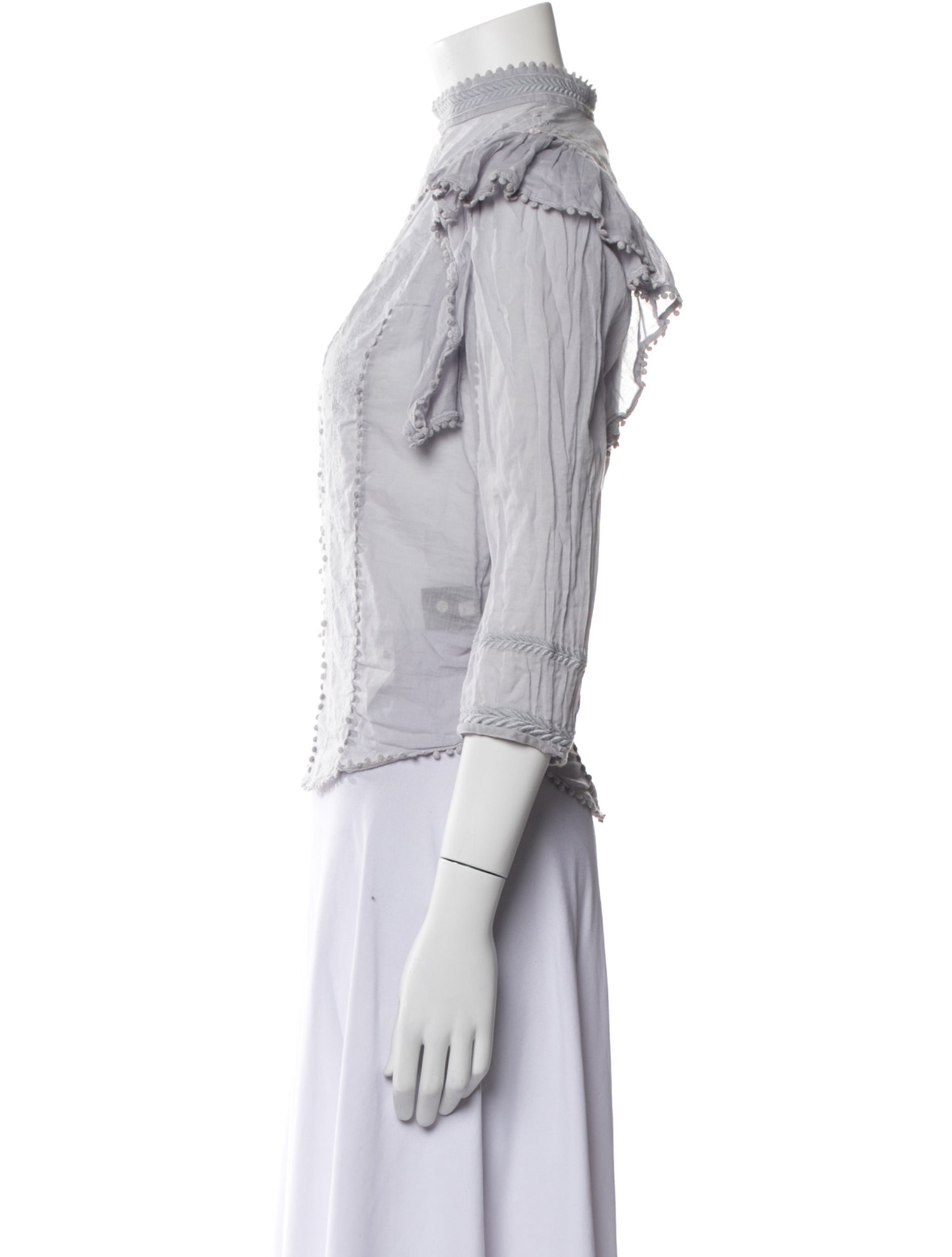 Étoile Isabel Marant Mock Neck Three-Quarter Sleeve Blouse